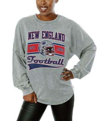 Women's Gray New England Patriots Snow Wash Oversized Long-Sleeve T-Shirt