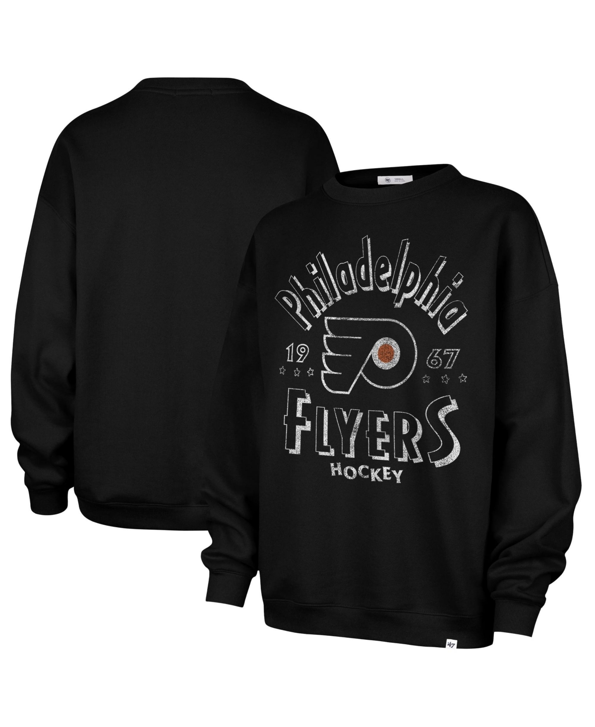 '47 Brand Women's Black Philadelphia Flyers Circle Change Stars Oversized Sweatshirt - Black