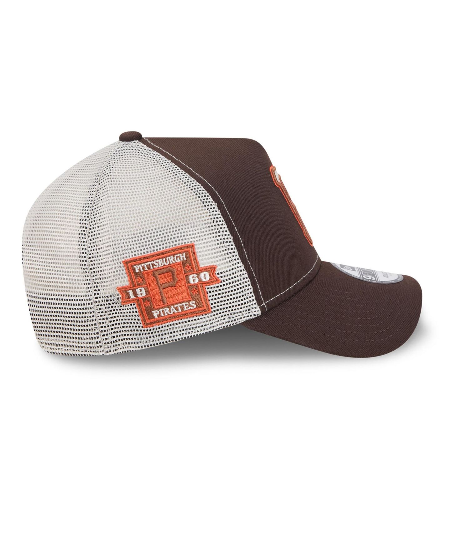 Мужская кепка New Era Brown Pittsburgh Pirates Pumpkin Spice 9FORTY A-Frame Adjustable Trucker Hat — фото 5