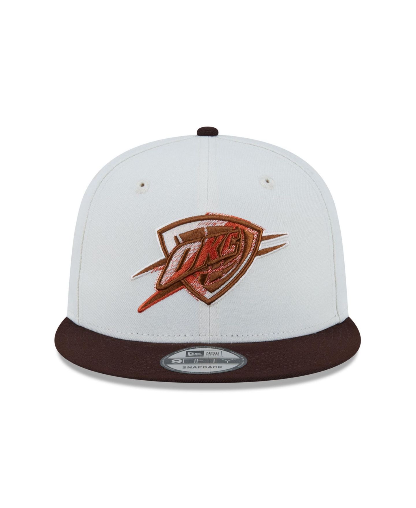 Мужская кепка New Era White Oklahoma City Thunder Pumpkin Spice 9FIFTY Snapback Hat — фото 2