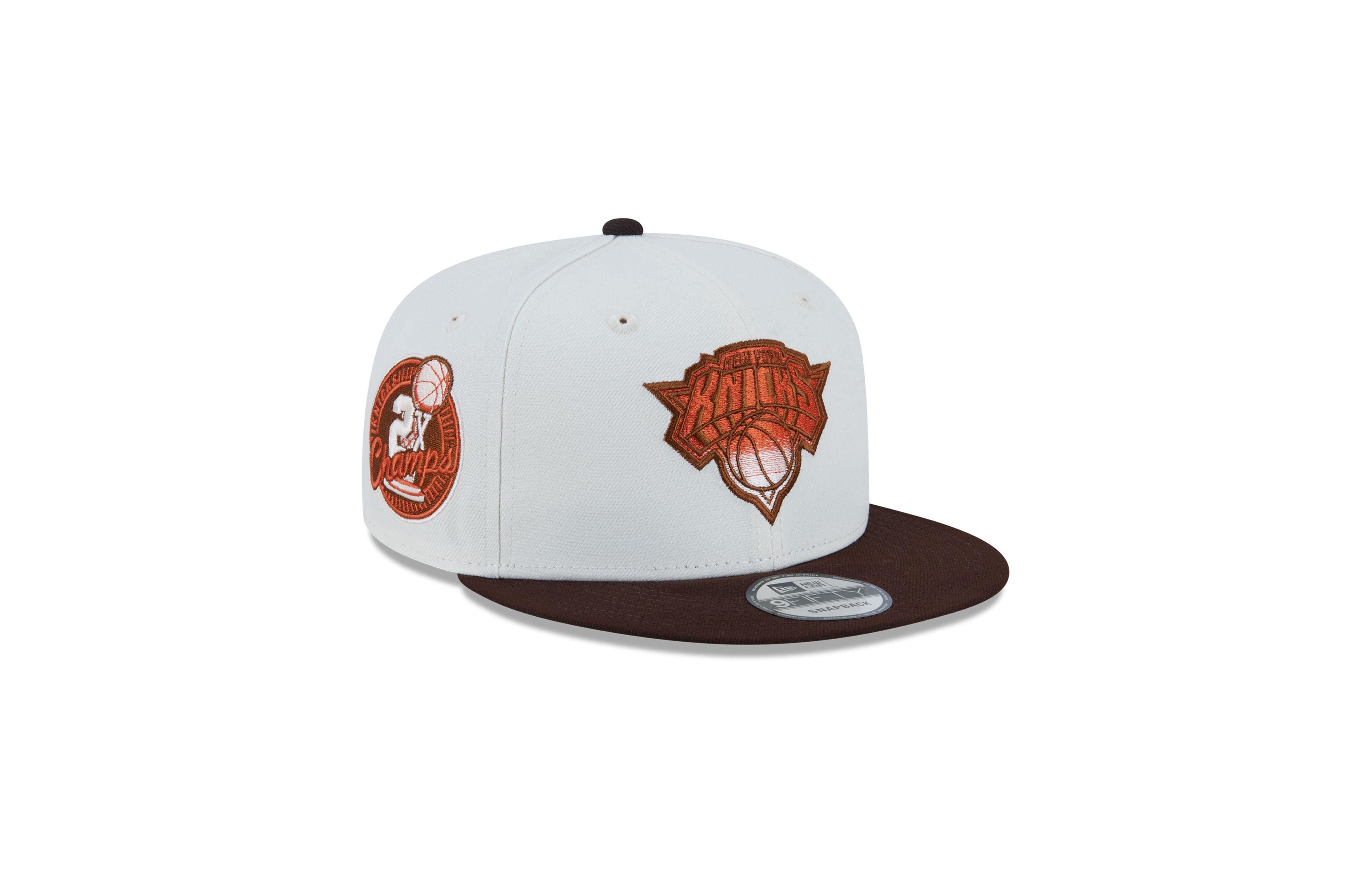 New Era Men's White New York Knicks Pumpkin Spice 9FIFTY Snapback Hat
