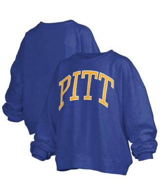 Women's Royal Pitt Panthers Oversized Janise Arch Over Logo Fleece Sweatshirt