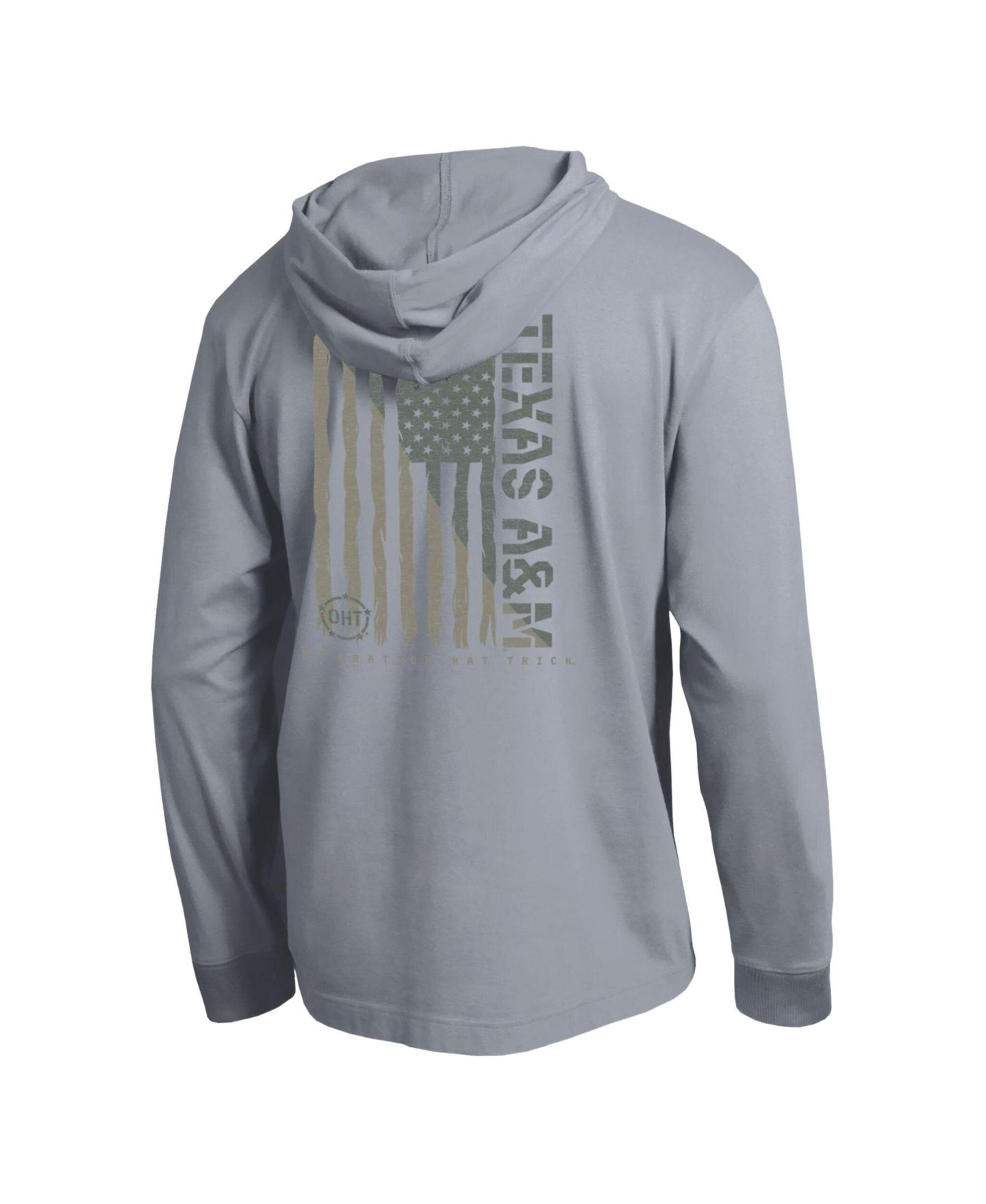 Мужская футболка Champion Heather Gray Texas A&M Aggies Operation Hat Trick Flag Hooded Long-Sleeve — фото 3