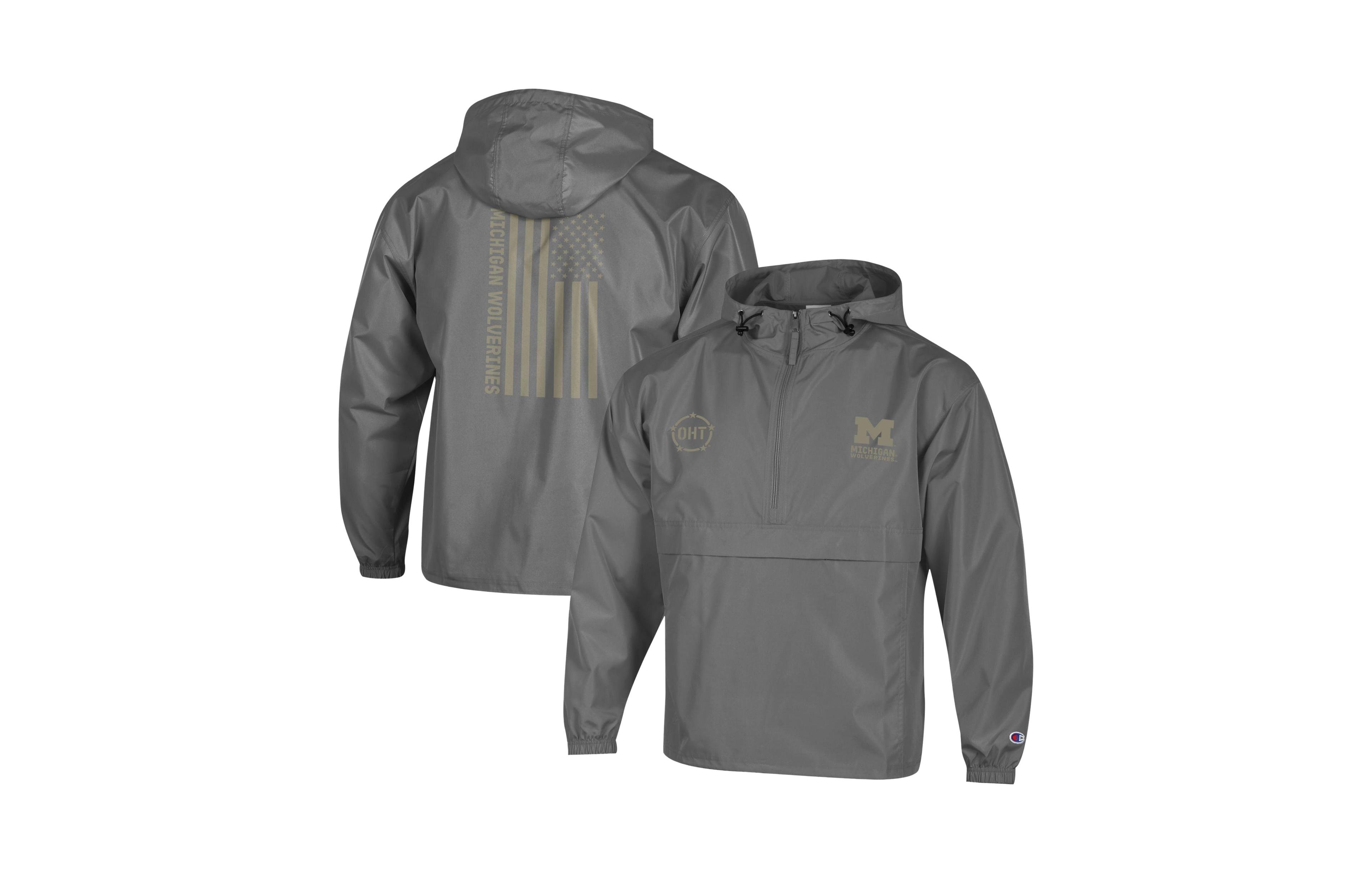 Champion Men's Graphite Michigan Wolverines Oht Flag Packable Jacket