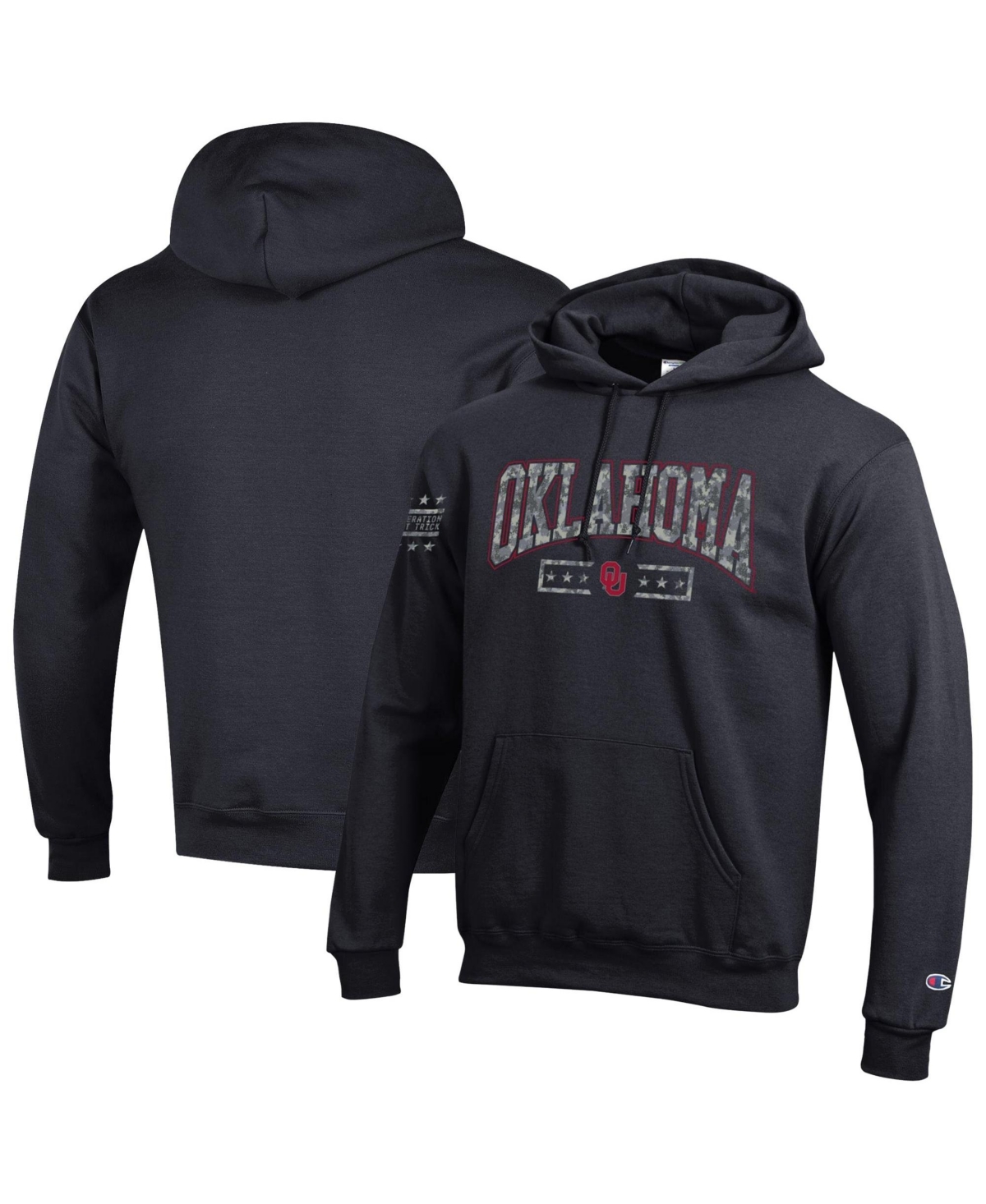 Champion Men's Black Oklahoma Sooners Operation Hat Trick Camo Script Powerblend Fleece Hoodie - Black