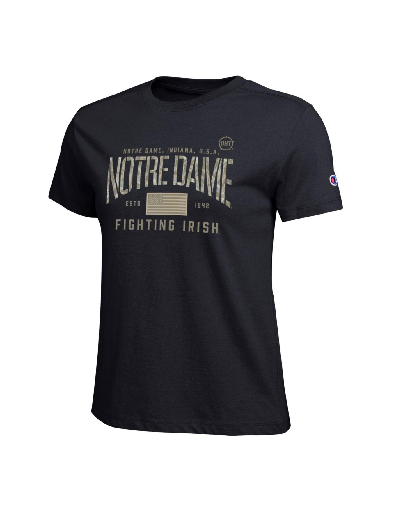Женская футболка Champion Black Notre Dame Fighting Irish Operation Hat Trick Core — фото 2