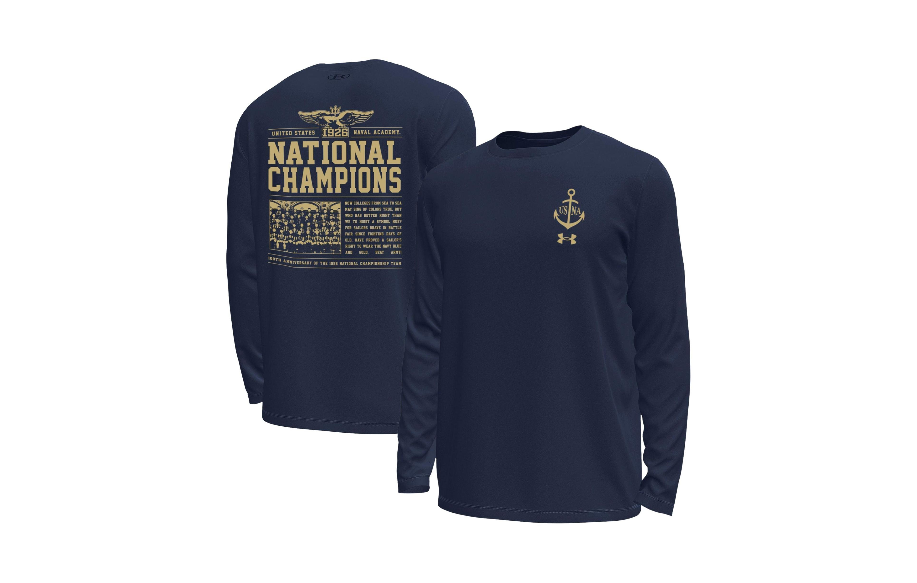 Under Armour Men's Navy Midshipmen National Championship 100th Anniversary Tech Stretch Long-Sleeve T-Shirt