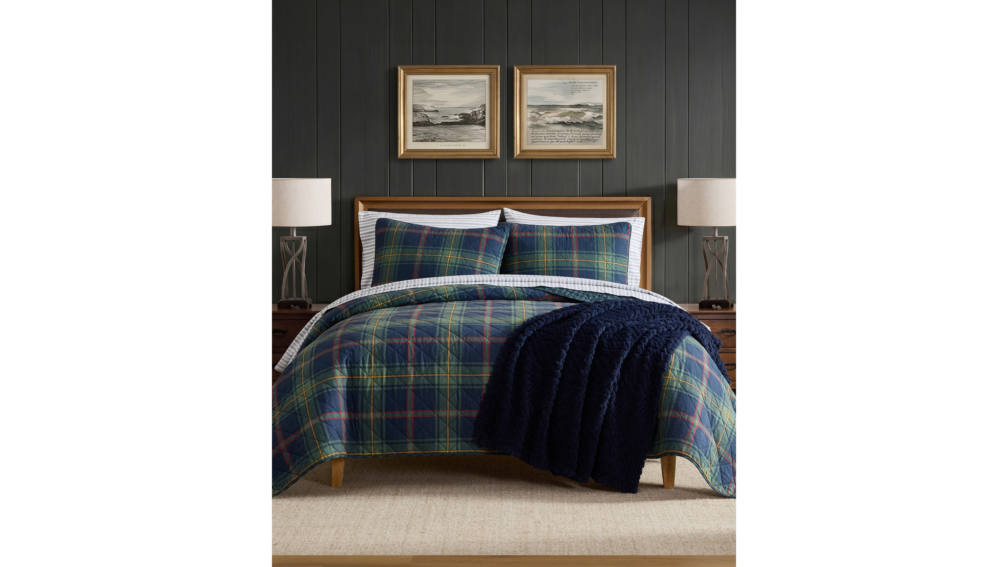 Nautica Preston Plaid Cotton 3-Piece Quilt Set, King