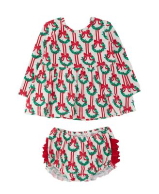 Toddler Girls' 2T-5T Holly Ornament Bows Long-Sleeve Knit Top and Bloomers, 2-Piece Set