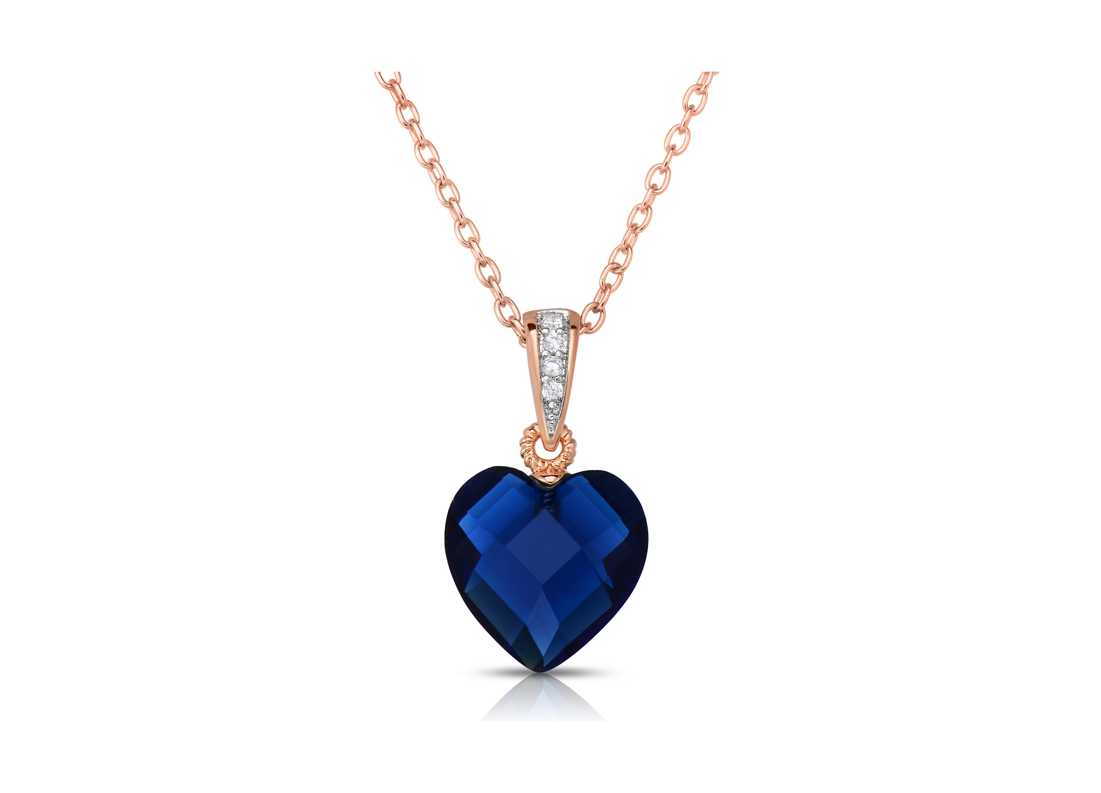 Sterling Silver Cubic Zirconia Heart shape Necklace