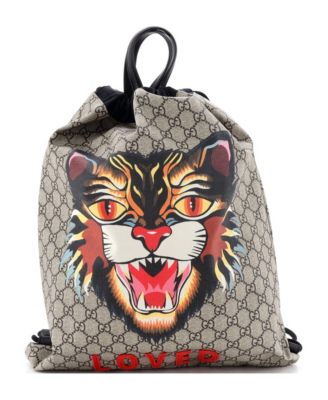 Large Drawstring Backpack Printed GG Coated Canvas