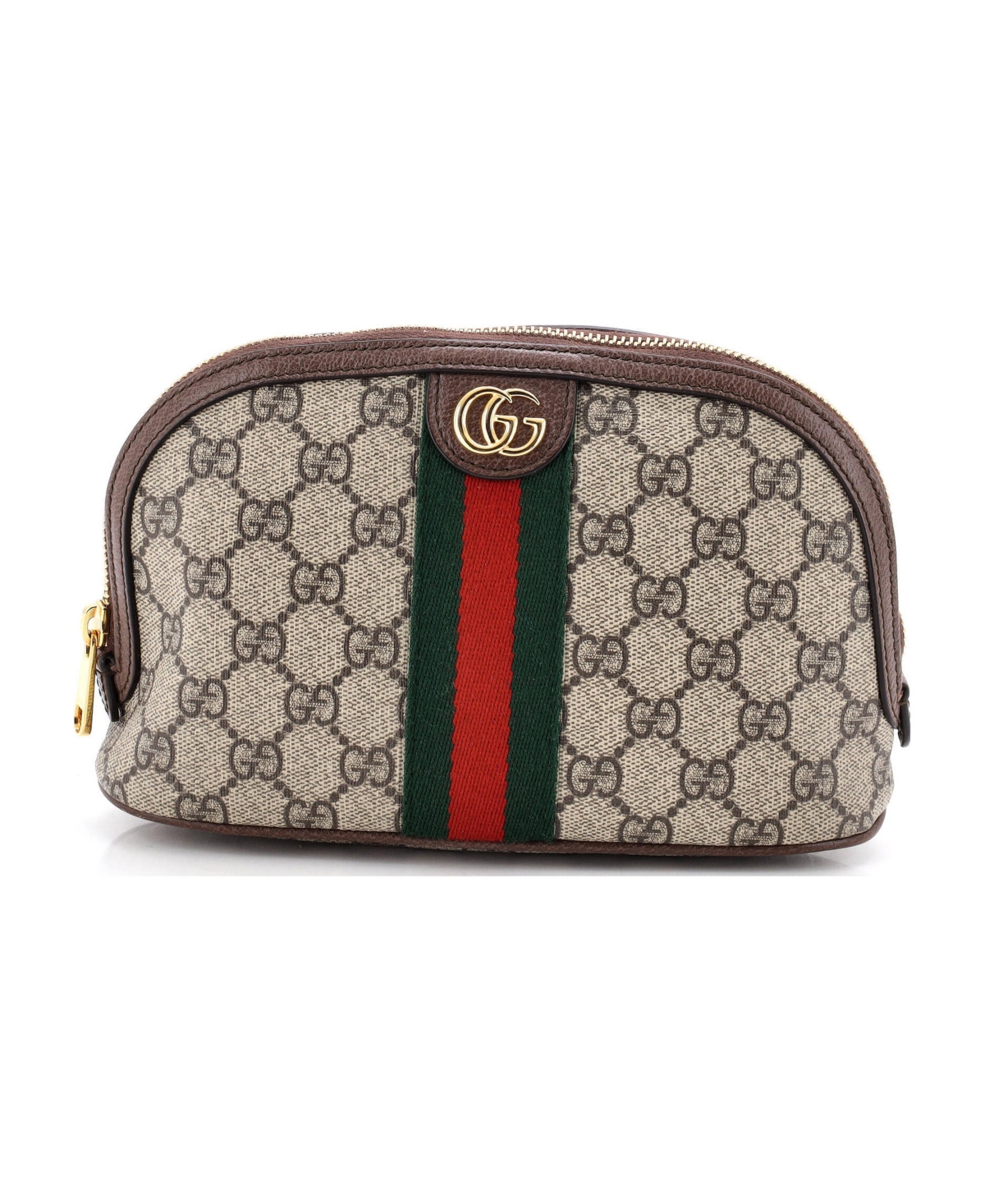 Pre-Owned Gucci Large Ophidia Cosmetic Case Gg Coated Canvas - Brown