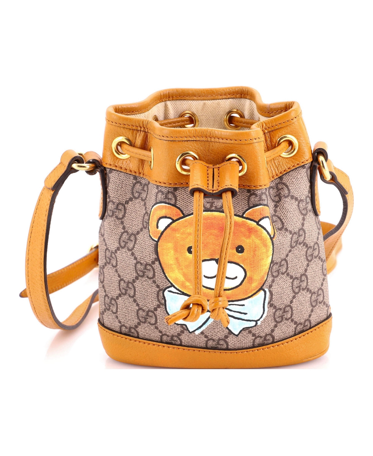 Pre-Owned Gucci Mini x Exo-kai Ophidia Bucket Bag Printed Gg Coated Canvas - Orange
