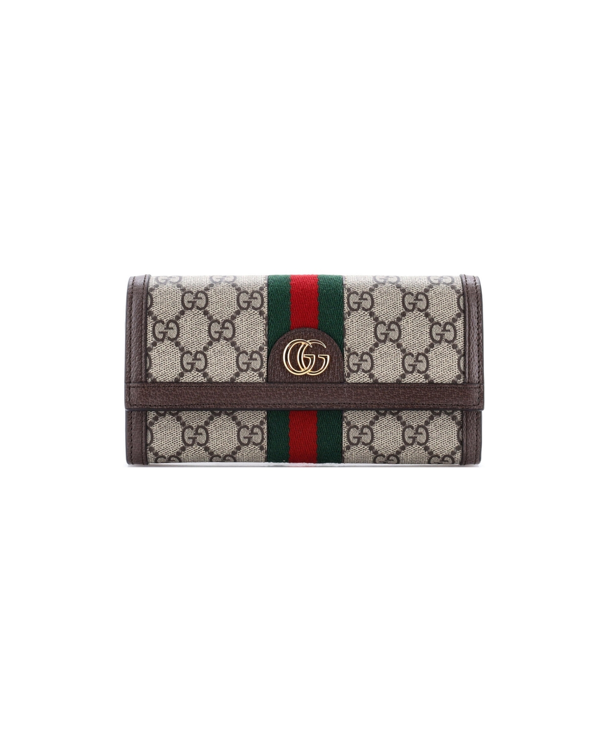 Pre-Owned Gucci Ophidia Continental Gg Coated Canvas Wallet, 7.5"W x 4"H x 1.5"D - Brown