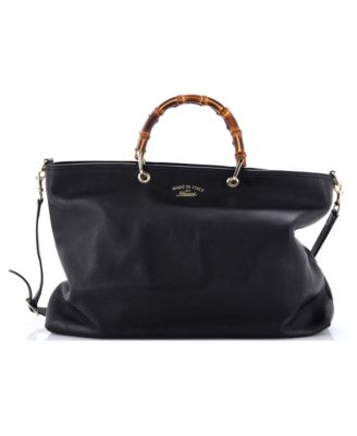 Large Bamboo Shopper Tote Leather