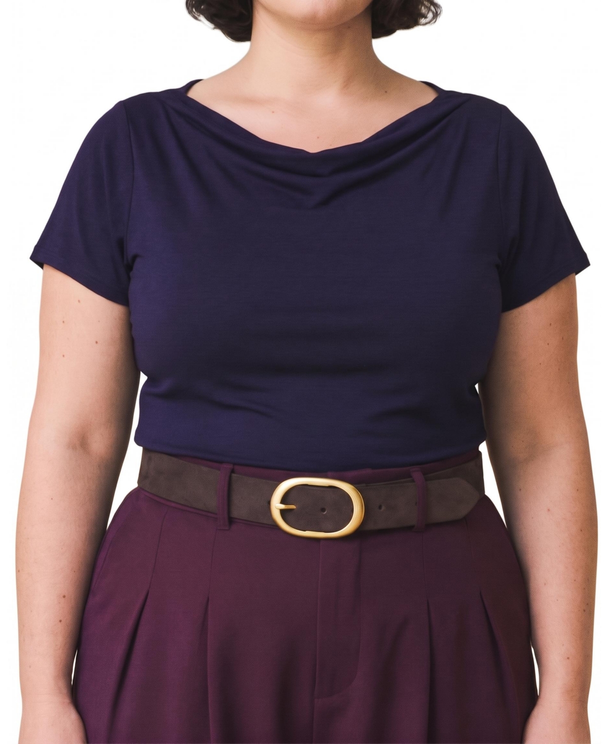 Universal Standard Plus Size Jewel Liquid Jersey Cowl Neck Top - Supernova