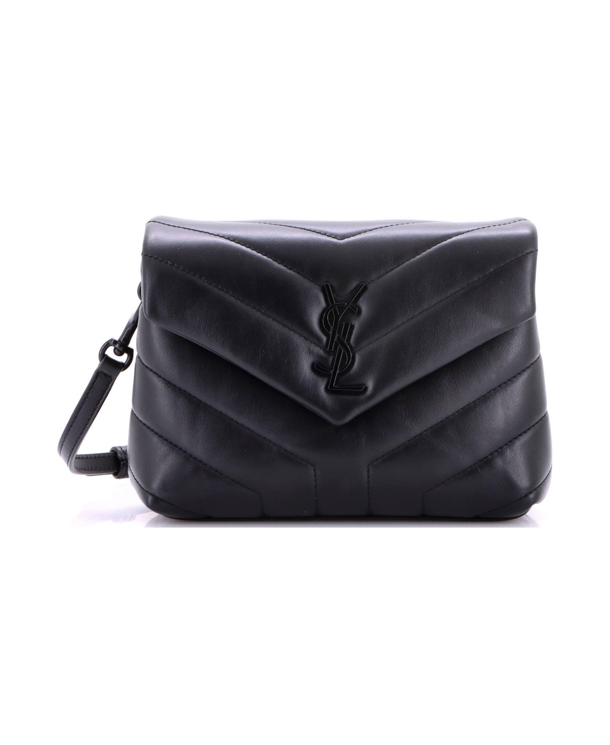 Pre-Owned Saint Laurent Toy Loulou Shoulder Bag Matelasse Chevron Leather - Black