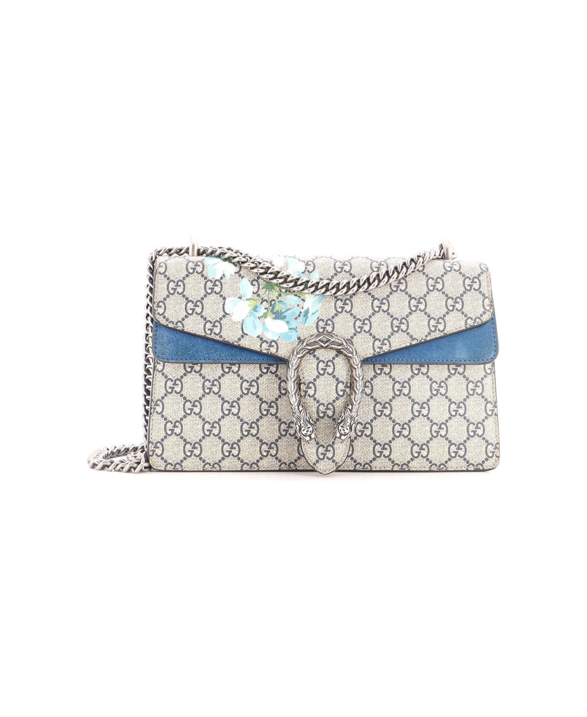 Pre-Owned Gucci Small Dionysus Bag Blooms Print Gg Coated Canvas - Blue