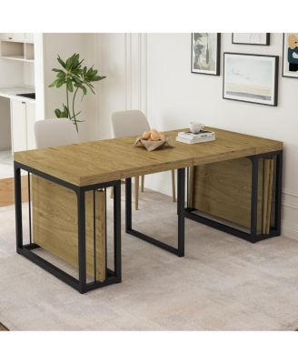 Modern Extendable Wood Dining Table, Seats 2-10