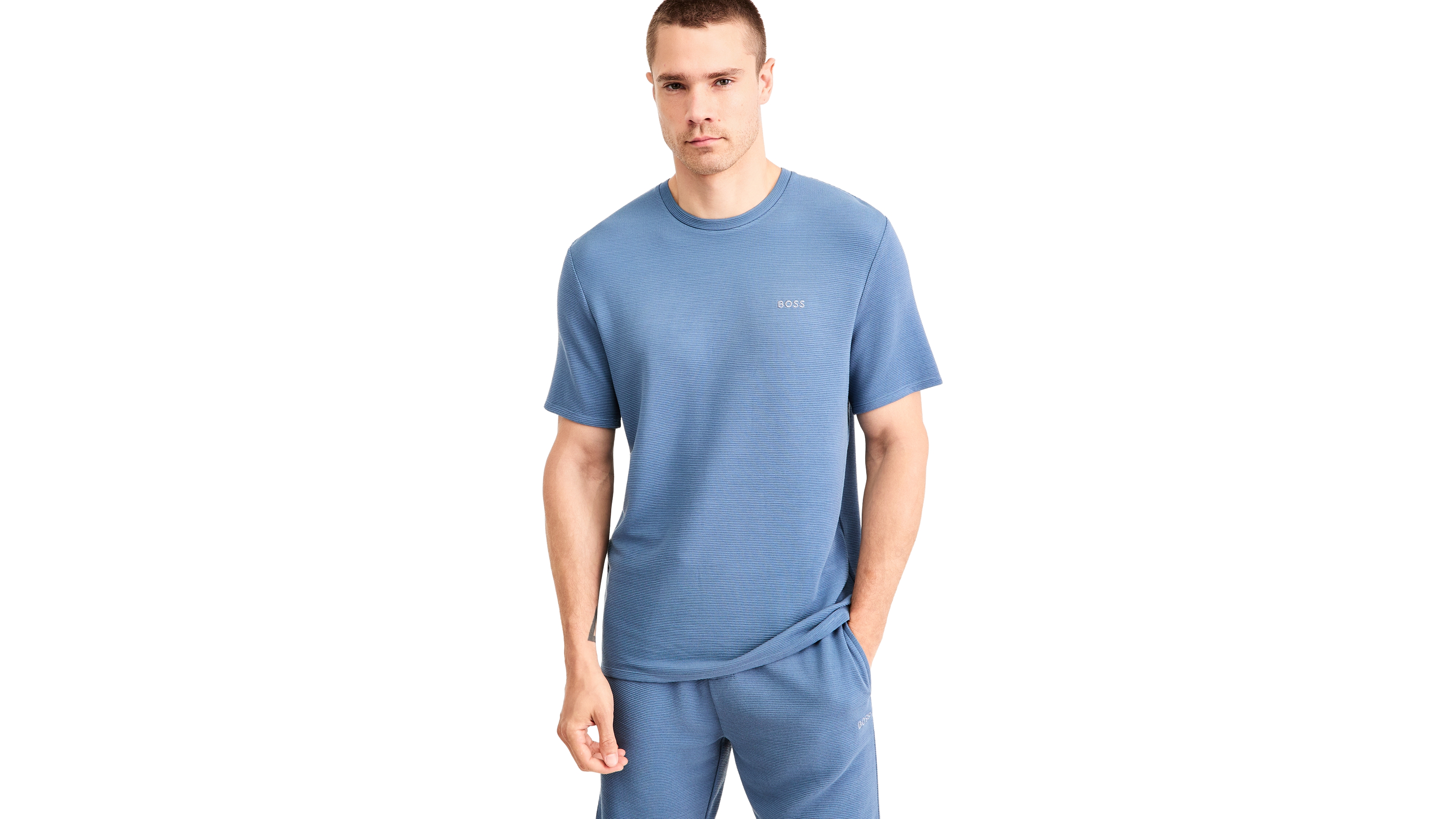 Boss by Hugo Men's Ribbed Crewneck T-Shirt