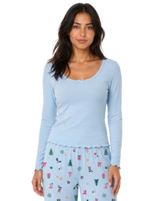 Women's Ribbed Long-Sleeve Crewneck T-Shirt