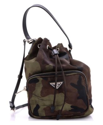 Small Drawstring Bucket Bag Printed Tessuto