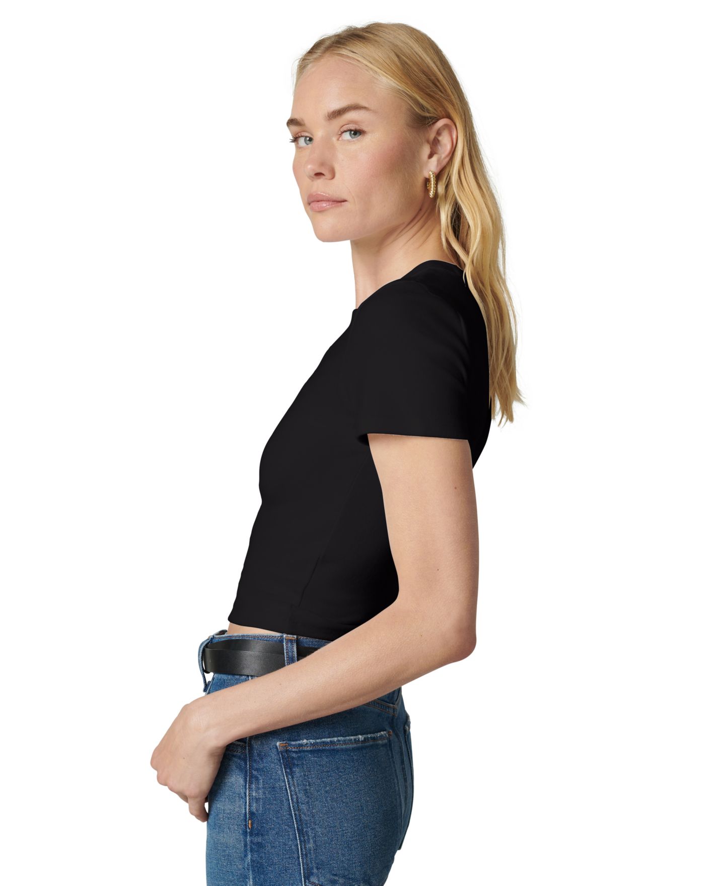 Женская футболка Joe's Jeans Baby Tee Cropped Short-Sleeve, цвет: Чёрный — фото 3