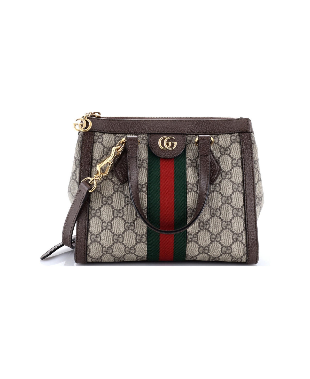 Pre-Owned Gucci Small Ophidia Top Handle Tote Gg Coated Canvas - Brown