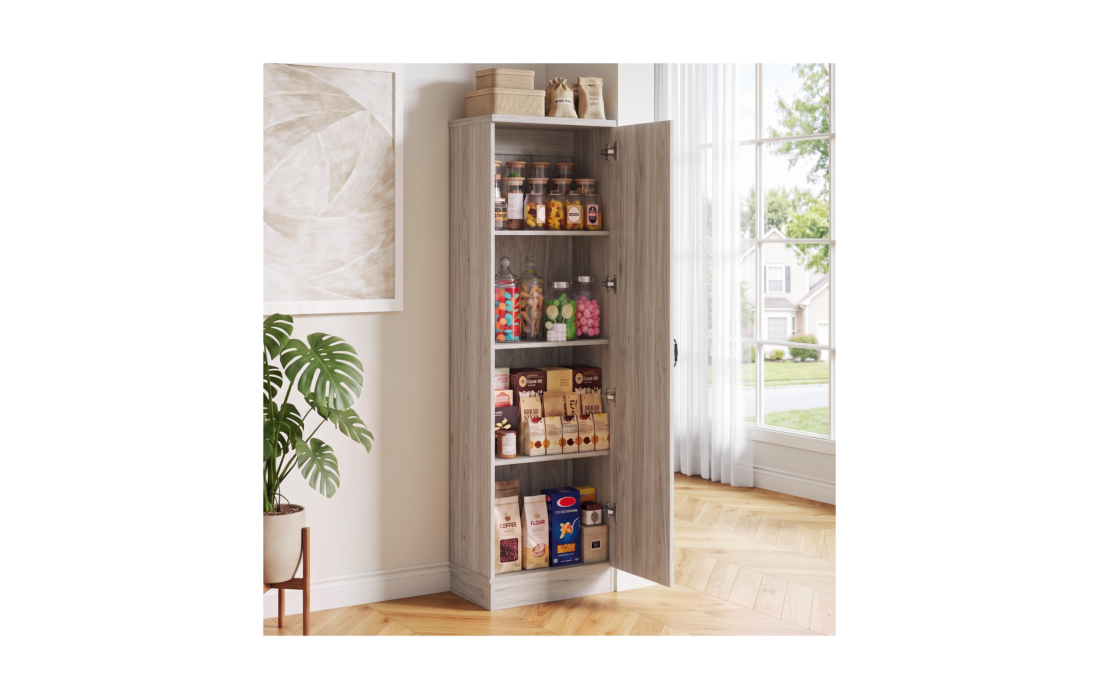 Kitchen Pantry Storage Cabinet with Doors and Adjustable Shelves