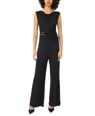 Women's Boat Neck Sleeveless Wide-Leg Jumpsuit