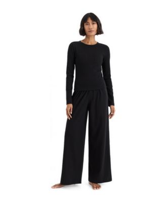 Women's Pointelle Sunset Organic Cotton Long Sleeve Top and Pants, 2-Piece Set