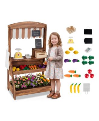 Kids 2-in-1 Mud Kitchen and Market Stand with 2 Chalkboards aged 3 years and up