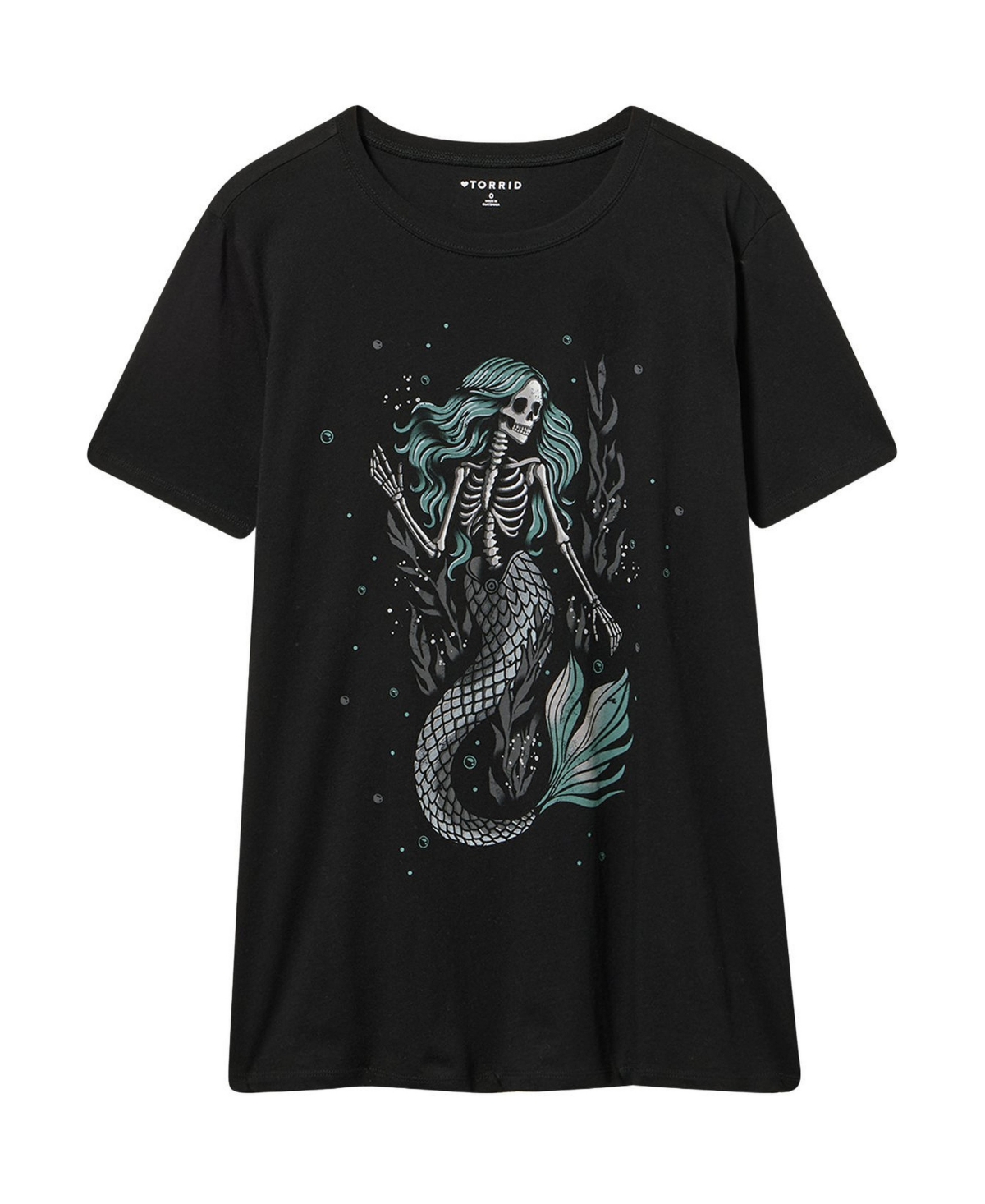 Torrid Women's Plus Size Classic Heritage Jersey Crew Tee - Haunted mermaid deep black