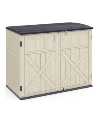 Mecale 20 Cu Ft Horizontal Resin Storage Shed with Adjustable Shelf ...