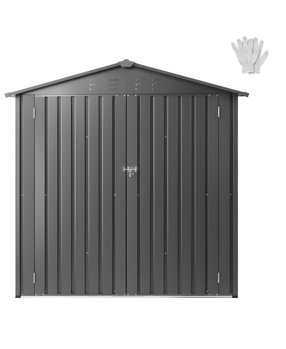Mecale 6 x 4 ft 83 Cu Ft Metal Garden Shed with Peak Roof - Gray