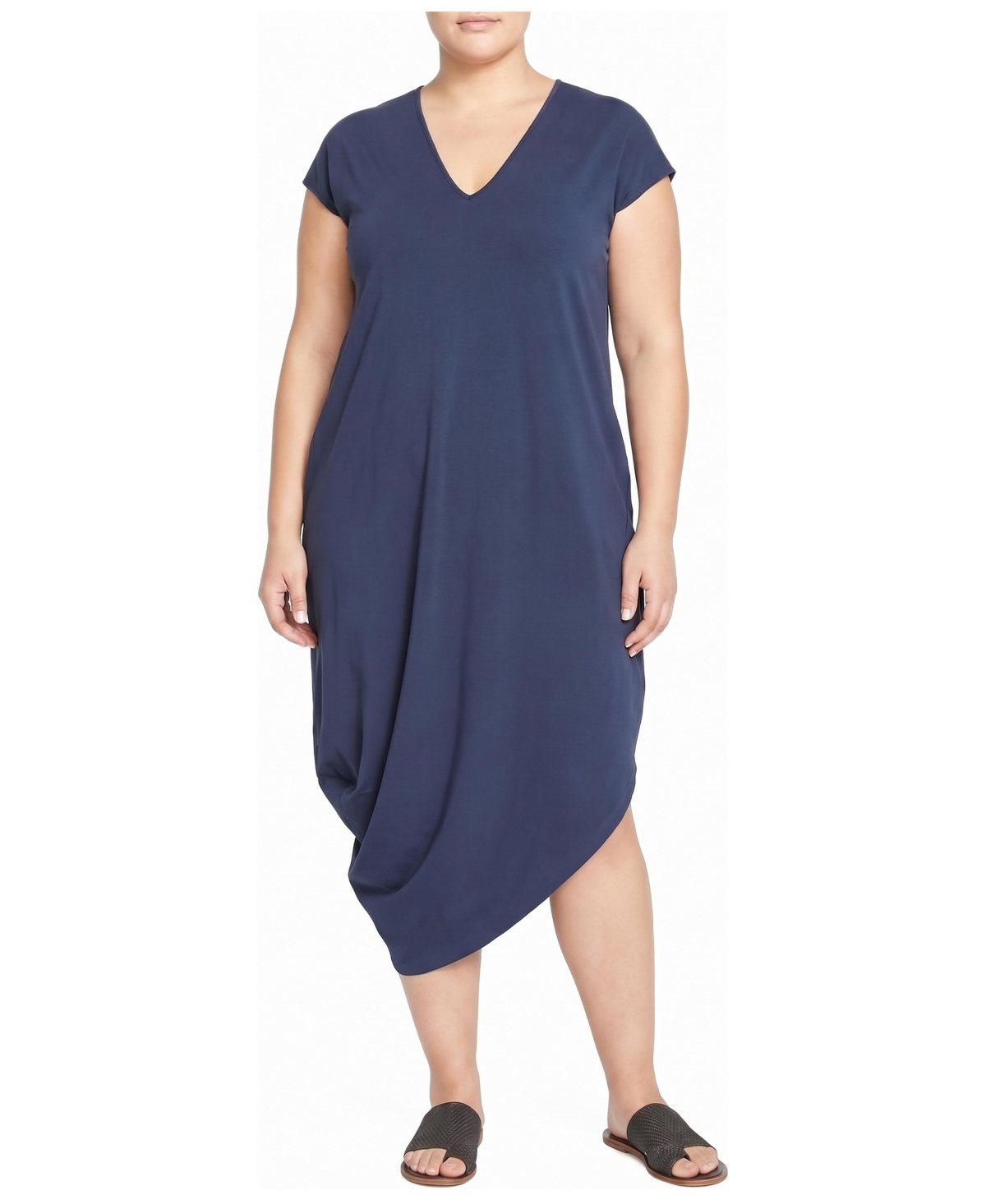 Universal Standard Plus Size Iconic Geneva V-Neck Short-Sleeve Midi Dress - Midnight
