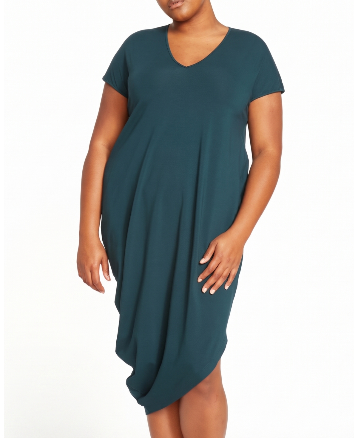 Universal Standard Plus Size Iconic Geneva V-Neck Short-Sleeve Midi Dress - Deep sea