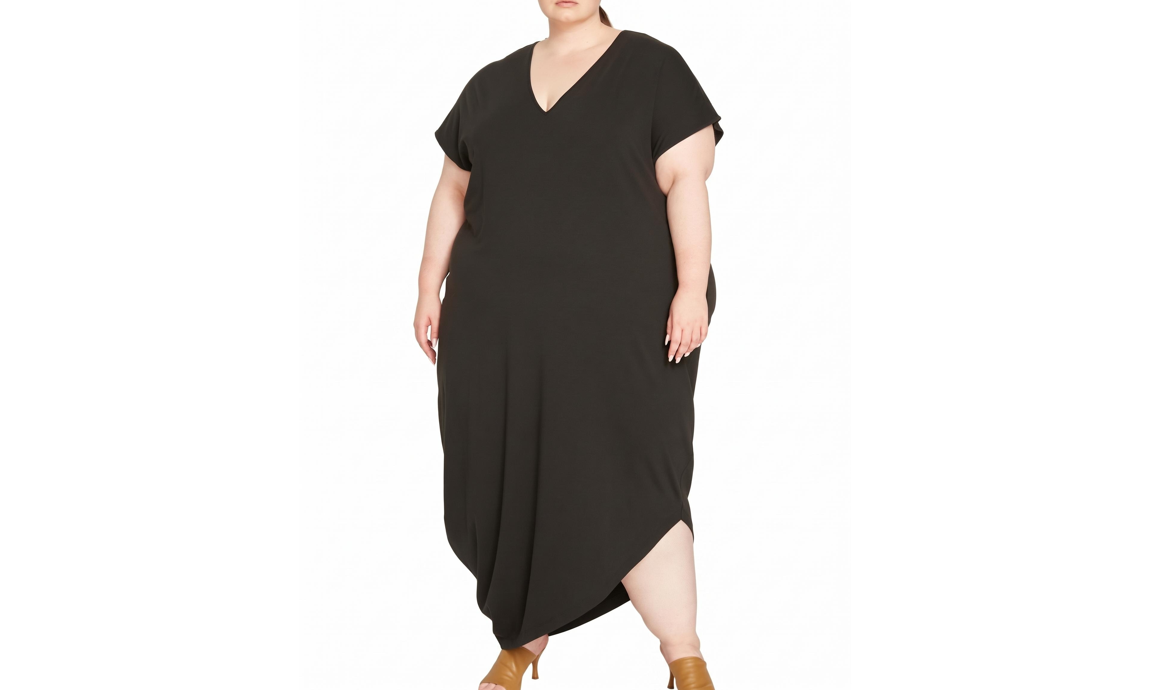 Universal Standard Plus Iconic Geneva V-Neck Short-Sleeve Midi Dress