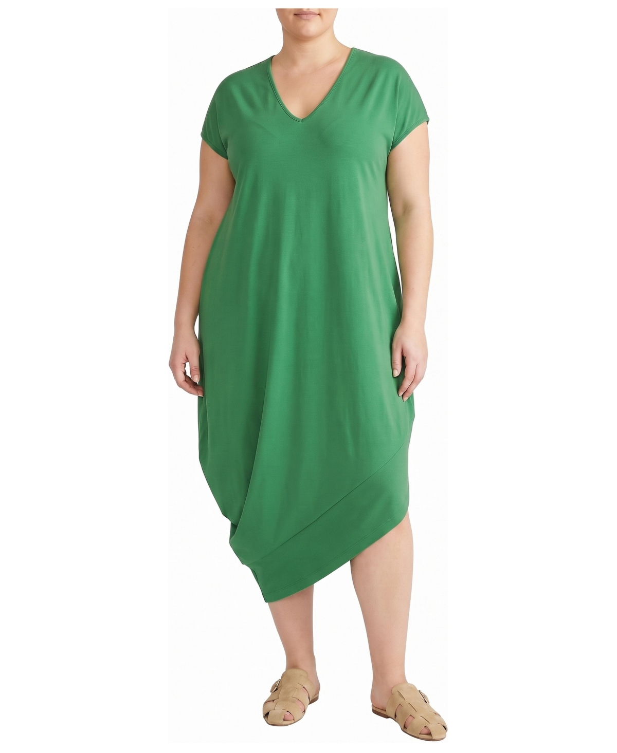 Universal Standard Plus Size Iconic Geneva V-Neck Short-Sleeve Midi Dress - Clover