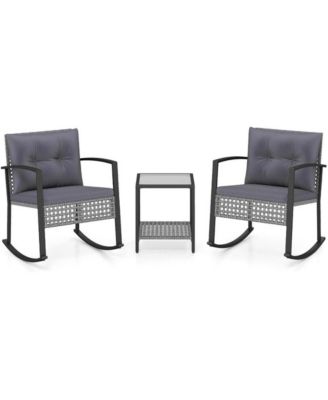 3-Piece Outdoor Rocking Chair Set for Garden
