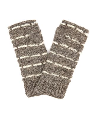 Women's Adirondack Artisan Hand-Knit Striped Fingerless Wool Mittens