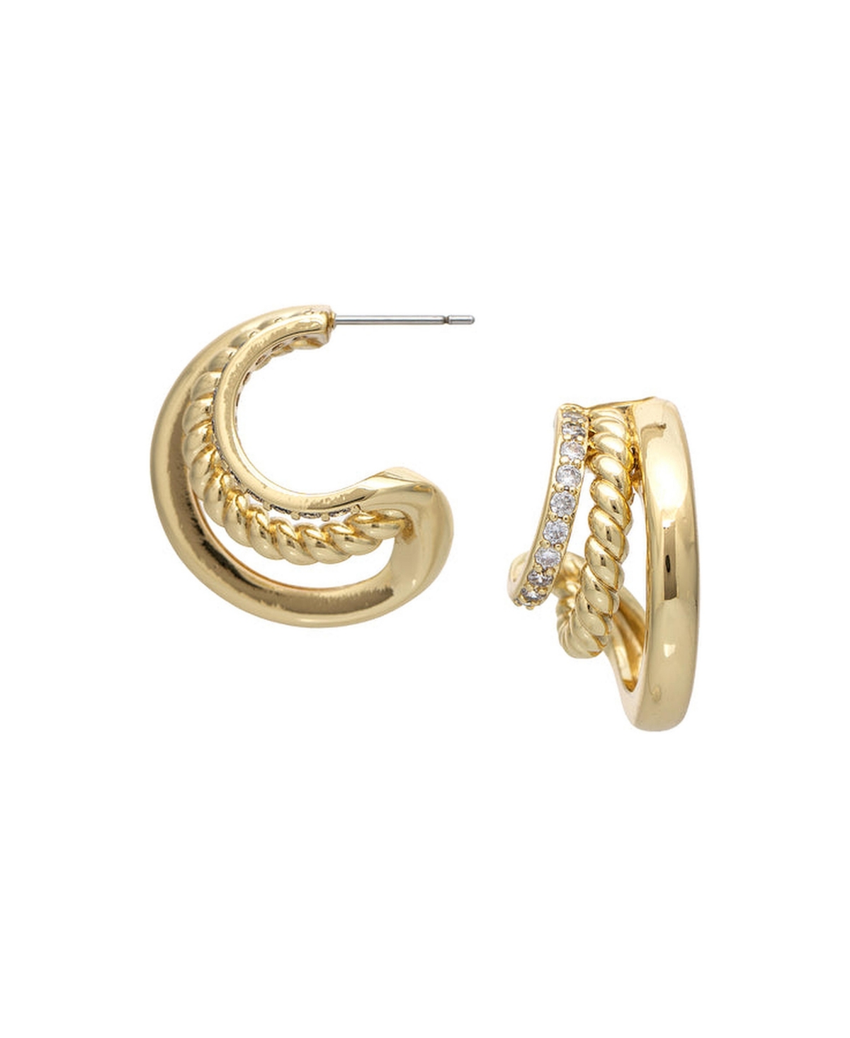 Rivka Friedman Cubic Zirconia Gold-Tone Triple Hoop Earrings