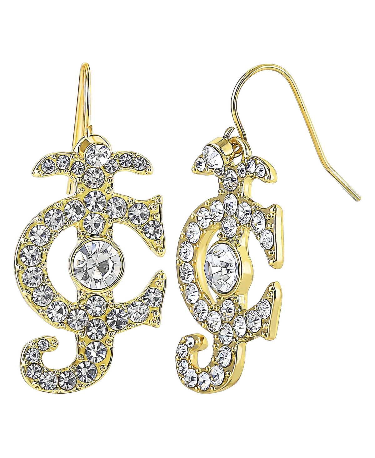 Juicy Couture Crystal Gold-Tone Logo Drop Earrings - Gold-tone