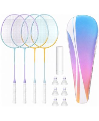 Peneyon 4 Player Badminton Racket Set with 12 Nylon Shuttlecocks ...