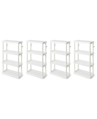 4 Shelf Adjustable Height Medium Duty Storage, White (4 Pack)