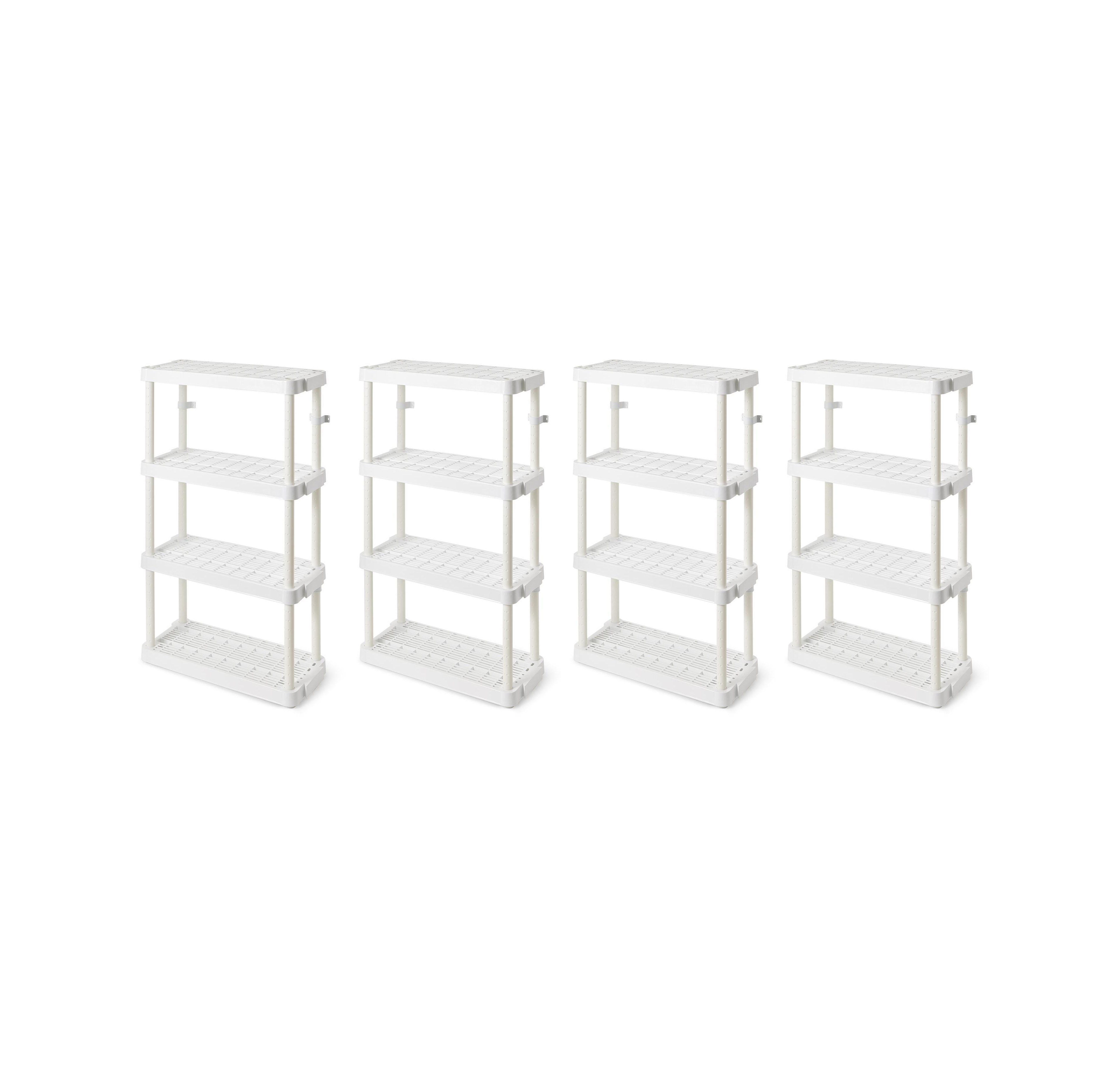 Gracious Living 4 Shelf Adjustable Height Medium Duty Storage, White (4 Pack)