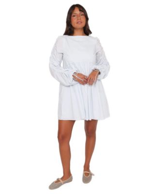 Women's Micaela Long-Sleeve Boat Neck A-Line Mini Dress