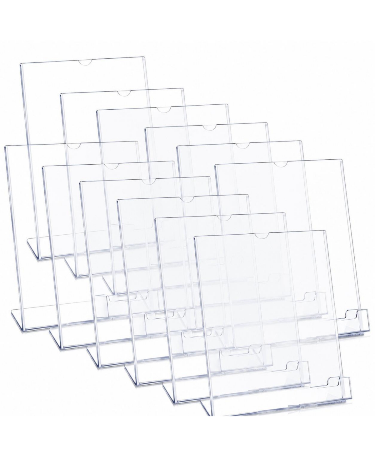 Lowking 3 Pack L-Shaped Acrylic Sign Holder with Business Card Slot, 8.5 x 11 Inch Display Stand - Clear