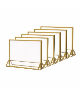 6 Pack Acrylic Sign Holder Double Sided Table Number Frame Organizer
