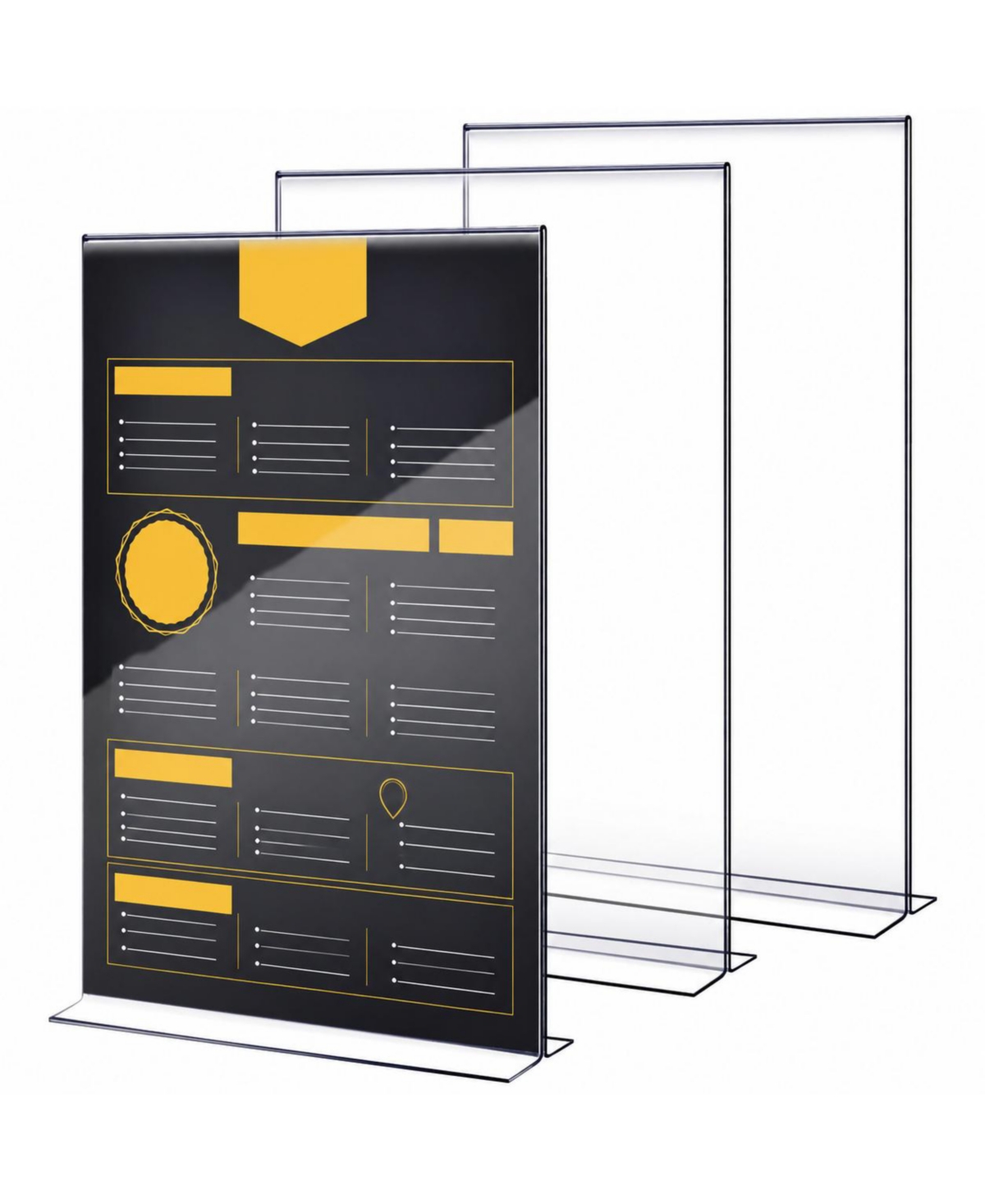 Lowking 4-Pack Double-Sided Acrylic Sign Holder Tabletop Display Stand for Menu, Photo, Office & Home Organizer - Transparent color